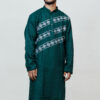 Kantha green - Men's Kantha Stitch Kurta in Green