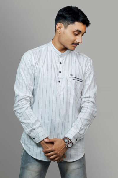 Stripe casual - Men's Cotton Striped Shirt in White