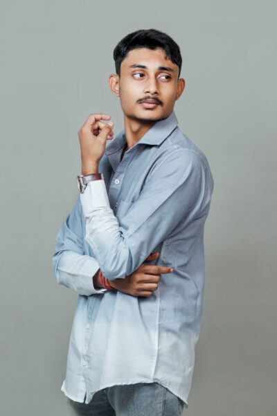 Ombre ash - Men's White & Grey Ombre Dyed Shirt
