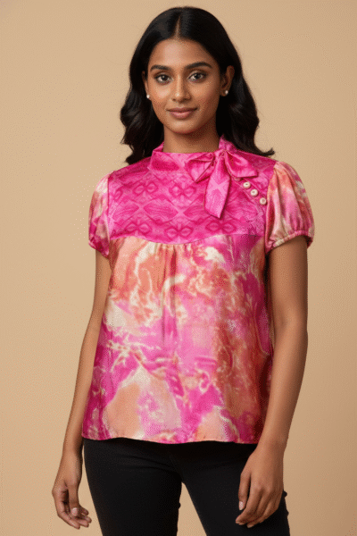 Tiffiny Pink - Designer Satin Short Top
