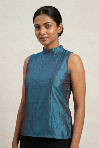 Halter Hue - Dual-toned Halter Neck Short Top