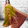 Simki - Blended Silk Saree in Moss Green