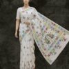Bipashana  - Blended Silk Kantha Stitch Saree in White