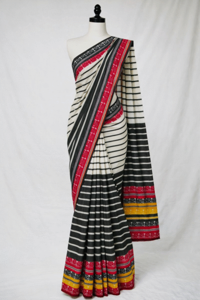 Debashi - Pure Handloom Cotton Saree In White base