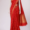 Devika - Pure Katan Silk Benarasi Saree in Bright Red with zari work
