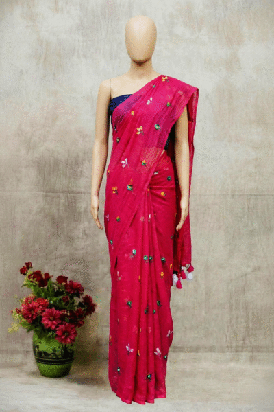 Diya - Pure Mulmul Cotton Saree in Pink
