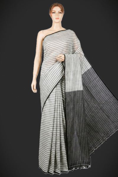 Kakoli - Pure Handloom Cotton Saree in Black & White