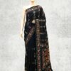 Kothakoli  - Blended Silk Kantha Stitch Saree in Black