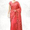 Sutradhara  - Blended Silk Kantha Stitch Saree in Peach