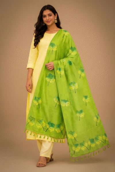 Koshi - Hand Painted Muga Silk Dupatta