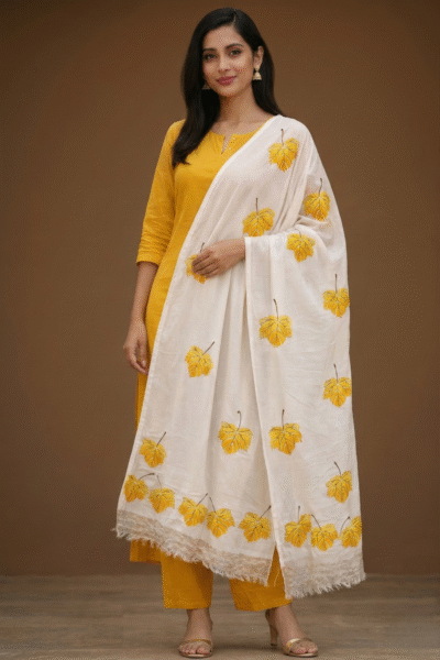 Moni - Hand Painted Muga Silk Dupatta