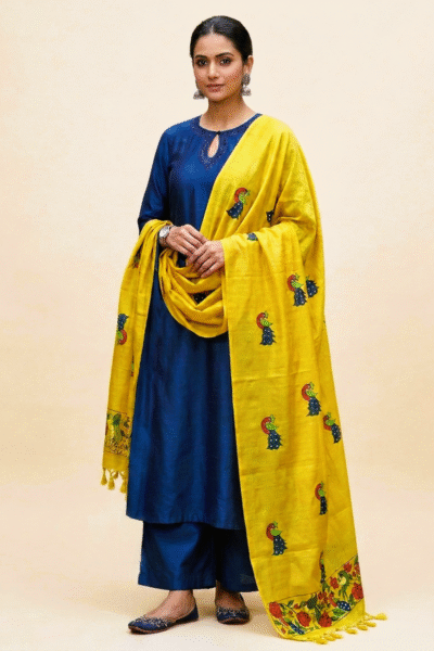 Vaishali - Hand Painted Muga Silk Dupatta