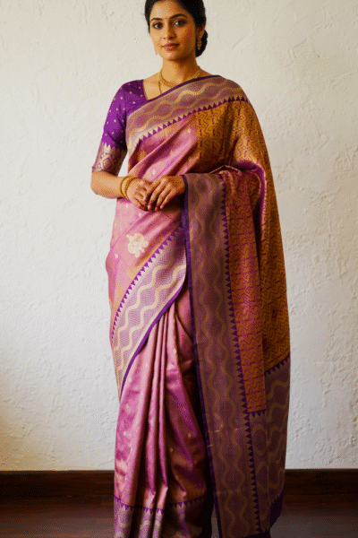 Kanjee Mauve - Blended Kanjivaram Saree in Mauve Pink