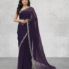Grihini - Stone-Studded Chiffon Saree in Blue