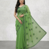 Riha - Stone-Studded Chiffon Saree in Green