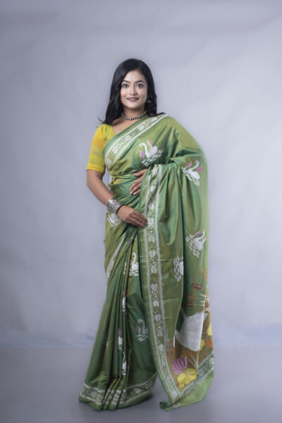 Abantika - Kantha Stitch Saree in Green