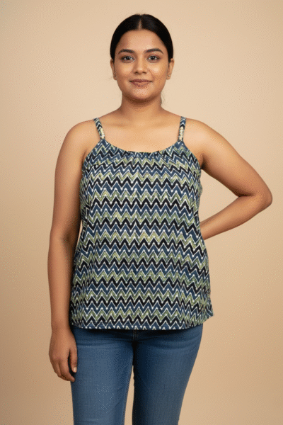 Alia Moss Green - Pure Cotton Ethnic Strappy Top