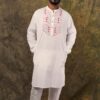 Kantha White -  Men's Hand-embroideried Cotton Long Kurta