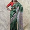 Madhubani Green - Hand-painted Pure Silk Saree