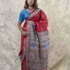 Madhubani Red - Hand-painted Pure Silk Saree