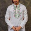 Nature Peach - Men's Hand Painted Cotton Long Kurta