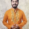 Nature Rust -  Men's Hand Painted Cotton Long Kurta