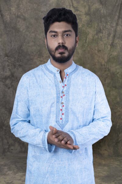 Neel - Men's Hand-embroideried Cotton Long Kurta