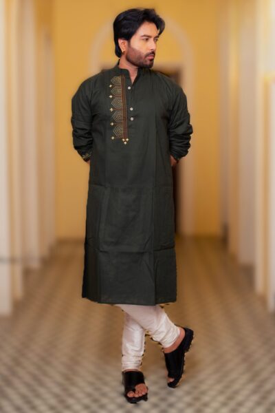 Priyam - Men's Hand-embroideried Cotton Long Kurta