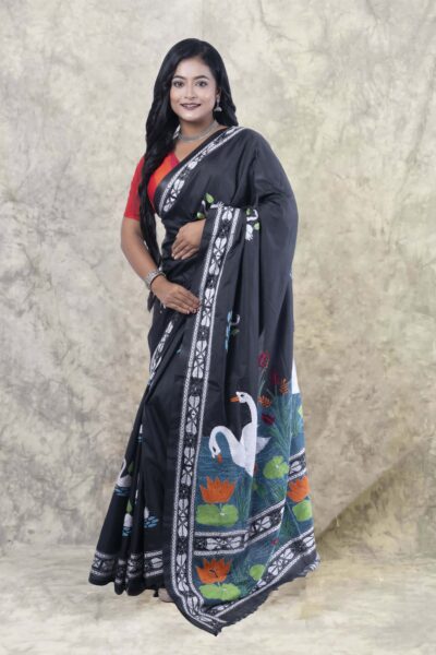 Ronita - Kantha Stitch Saree in Black